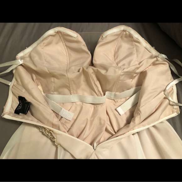 Terani Couture Light Pink Strapless Chiffon And Sequin Formal Midi Dress - Picture 6 of 6